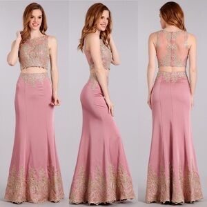 2 pc Blush Gold Bodycon Sexy Dress